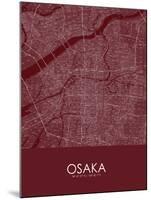 Osaka, Japan Red Map-null-Mounted Poster