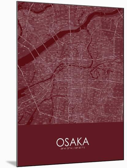 Osaka, Japan Red Map-null-Mounted Poster