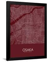 Osaka, Japan Red Map-null-Framed Poster