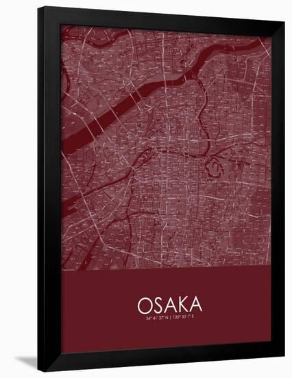 Osaka, Japan Red Map-null-Framed Poster