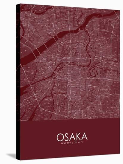 Osaka, Japan Red Map-null-Stretched Canvas