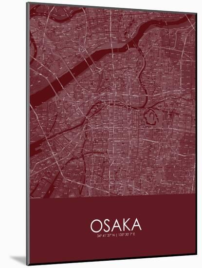Osaka, Japan Red Map-null-Mounted Poster