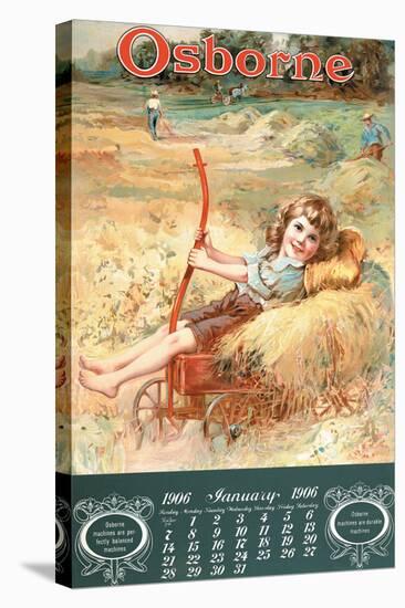 Osborne: Girl on Hay Wagon-null-Stretched Canvas