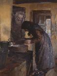 In the kitchen, 1891-Oscar Arnold Wergeland-Stretched Canvas