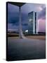 Oscar Niemeyer Designed Twin Towers For Congress in Brasilia with Lightning Bolt-Dmitri Kessel-Stretched Canvas