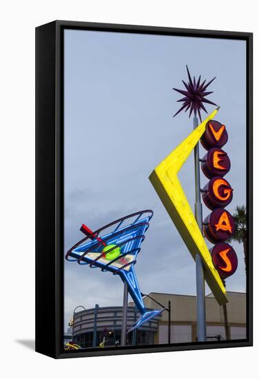 Oscar's Neon Martini Glass and Vegas Neon Signs-Michael DeFreitas-Framed Stretched Canvas