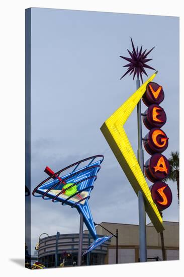 Oscar's Neon Martini Glass and Vegas Neon Signs-Michael DeFreitas-Stretched Canvas