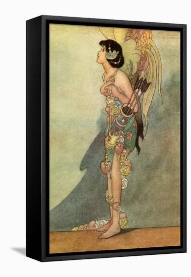 Oscar Wilde ' The Nightingale and the Rose'-Charles Robinson-Framed Stretched Canvas