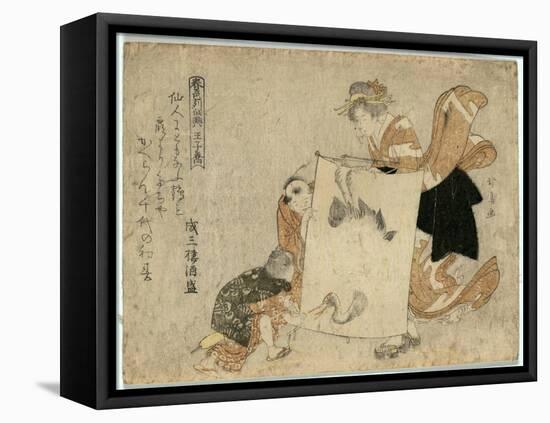 Oshikyo-Teisai Hokuba-Framed Stretched Canvas