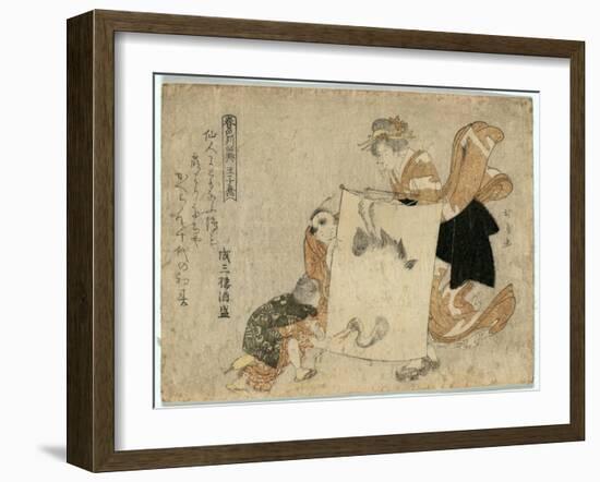 Oshikyo-Teisai Hokuba-Framed Giclee Print