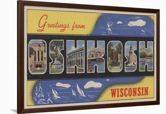 Oshkosh, Wisconsin - Large Letter Scenes-Lantern Press-Framed Art Print