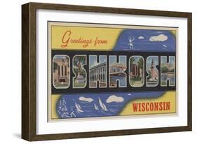 Oshkosh, Wisconsin - Large Letter Scenes-Lantern Press-Framed Art Print