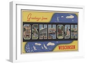 Oshkosh, Wisconsin - Large Letter Scenes-Lantern Press-Framed Art Print