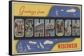 Oshkosh, Wisconsin - Large Letter Scenes-Lantern Press-Framed Stretched Canvas