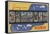 Oshkosh, Wisconsin - Large Letter Scenes-Lantern Press-Framed Stretched Canvas