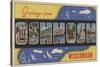 Oshkosh, Wisconsin - Large Letter Scenes-Lantern Press-Stretched Canvas