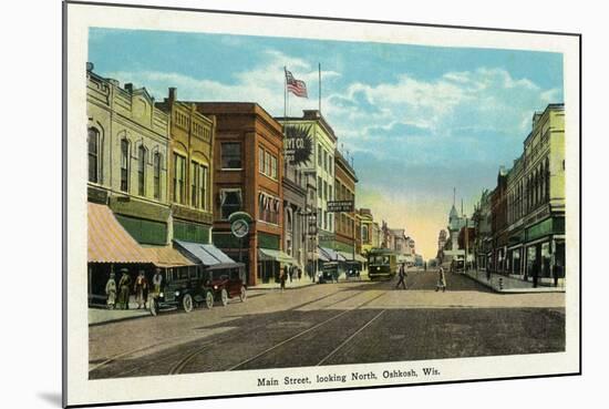 Oshkosh, Wisconsin - Main Street North Scene-Lantern Press-Mounted Art Print