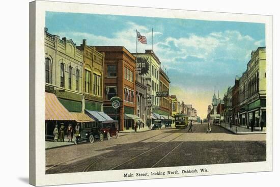 Oshkosh, Wisconsin - Main Street North Scene-Lantern Press-Stretched Canvas