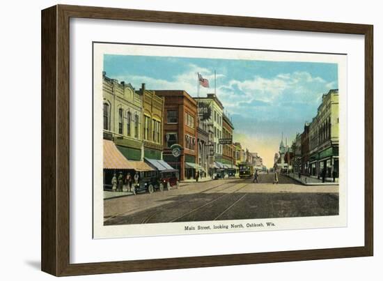 Oshkosh, Wisconsin - Main Street North Scene-Lantern Press-Framed Art Print