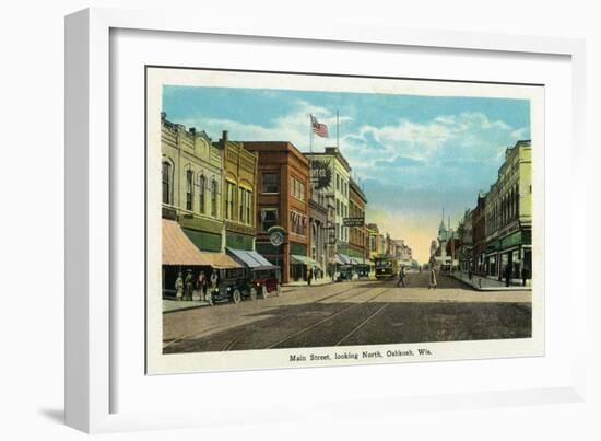 Oshkosh, Wisconsin - Main Street North Scene-Lantern Press-Framed Art Print