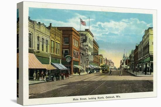 Oshkosh, Wisconsin - Main Street North Scene-Lantern Press-Stretched Canvas