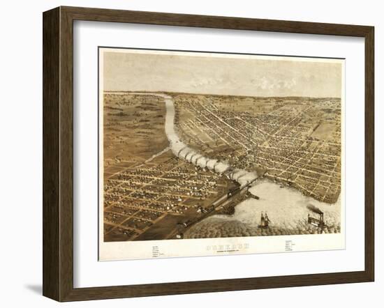 Oshkosh, Wisconsin - Panoramic Map-Lantern Press-Framed Art Print