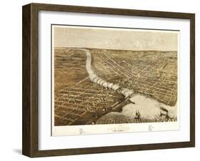 Oshkosh, Wisconsin - Panoramic Map-Lantern Press-Framed Art Print