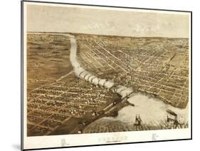 Oshkosh, Wisconsin - Panoramic Map-Lantern Press-Mounted Art Print