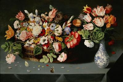 Still-life with flowers and butterflies