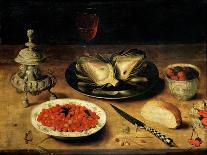 Still Life with Oysters, Sweetmeats and Roasted Chestnuts-Osias The Elder Beert-Framed Stretched Canvas