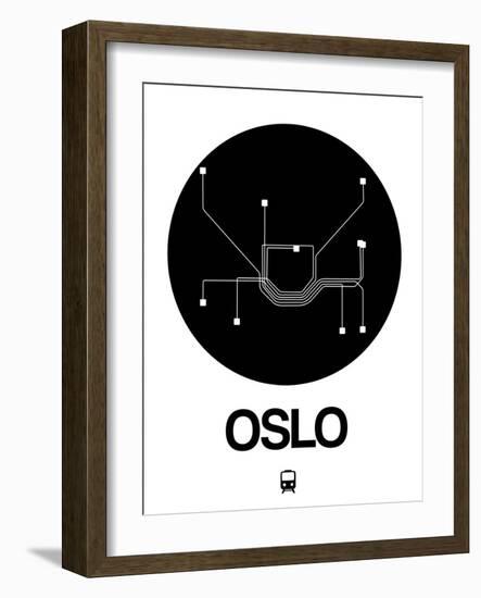 Oslo Black Subway Map-NaxArt-Framed Art Print