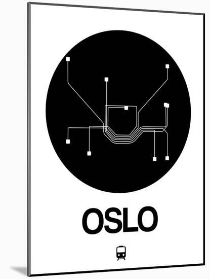 Oslo Black Subway Map-NaxArt-Mounted Art Print