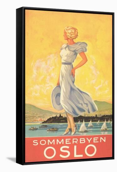 Oslo Travel Poster-null-Framed Stretched Canvas