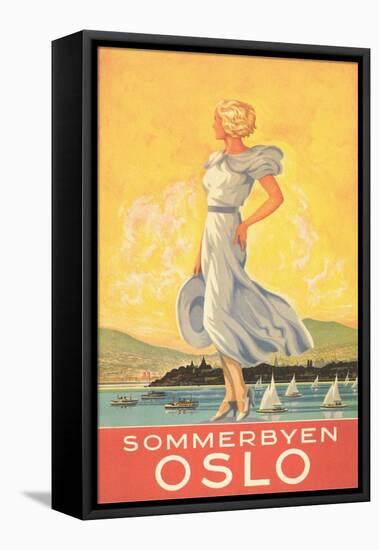 Oslo Travel Poster-Found Image Press-Framed Stretched Canvas