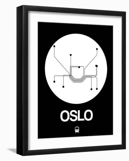 Oslo White Subway Map-NaxArt-Framed Art Print