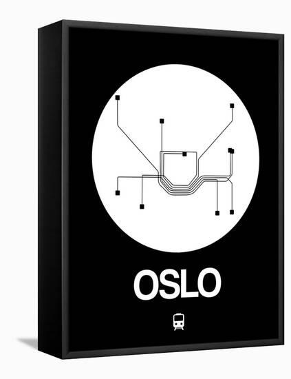 Oslo White Subway Map-NaxArt-Framed Stretched Canvas