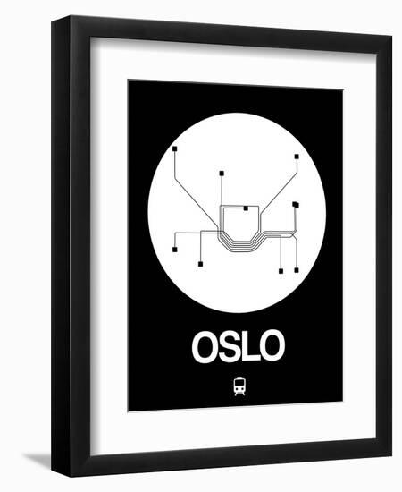 Oslo White Subway Map-NaxArt-Framed Art Print