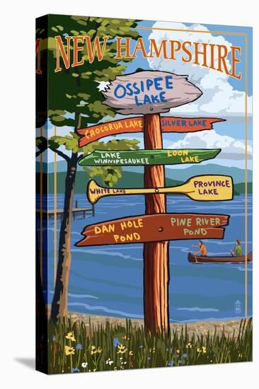 Ossipee Lake, New Hampshire - Canoe Scene-Lantern Press-Stretched Canvas