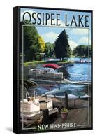 Ossipee Lake, New Hampshire - Pontoon Boats-Lantern Press-Framed Stretched Canvas