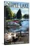 Ossipee Lake, New Hampshire - Pontoon Boats-Lantern Press-Stretched Canvas