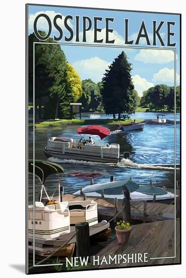 Ossipee Lake, New Hampshire - Pontoon Boats-Lantern Press-Mounted Art Print