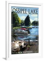 Ossipee Lake, New Hampshire - Pontoon Boats-Lantern Press-Framed Art Print