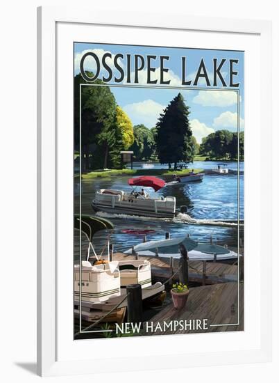 Ossipee Lake, New Hampshire - Pontoon Boats-Lantern Press-Framed Art Print