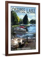 Ossipee Lake, New Hampshire - Pontoon Boats-Lantern Press-Framed Art Print