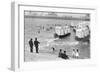 Ostend Seaside, Bathing Huts on Wheels, View from Top of Sea Wall, c.1900-Andrew Pitcairn-knowles-Framed Giclee Print