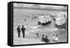 Ostend Seaside, Bathing Huts on Wheels, View from Top of Sea Wall, c.1900-Andrew Pitcairn-knowles-Framed Stretched Canvas