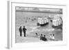 Ostend Seaside, Bathing Huts on Wheels, View from Top of Sea Wall, c.1900-Andrew Pitcairn-knowles-Framed Giclee Print