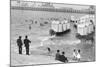 Ostend Seaside, Bathing Huts on Wheels, View from Top of Sea Wall, c.1900-Andrew Pitcairn-knowles-Mounted Giclee Print