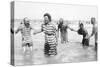 Ostend Seaside, Five Striped Bathers, c.1900-Andrew Pitcairn-knowles-Stretched Canvas