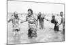 Ostend Seaside, Five Striped Bathers, c.1900-Andrew Pitcairn-knowles-Mounted Giclee Print